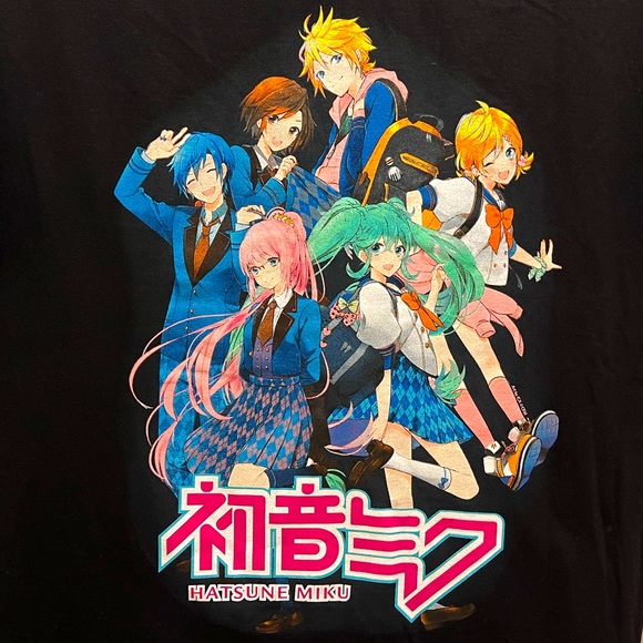 Hatsune Miku Vocaloid Anime T-Shirt Black Unisex Size Large - Picture 2 of 4